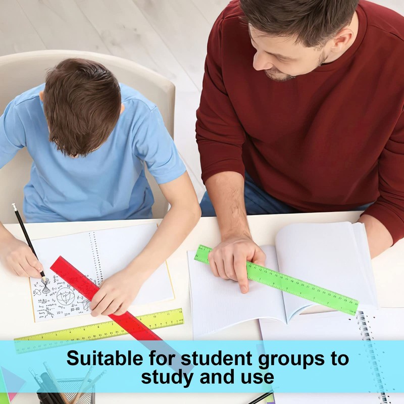 Plastic Ruler Set, 6 Pcs Plastic Transparent Ruler, Transparent Straight