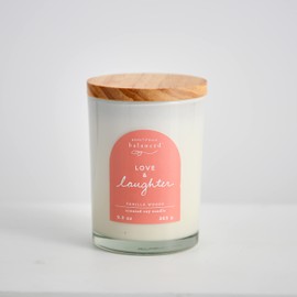 Beautifully Balanced Scented Lidded Glass Soy Candle, Love + Laughter, 9.3 oz.