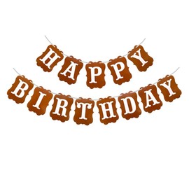 Runhiskii Happy Birthday Banner Brown, Birthday party Banner Sign 6.5inchs, Bday Decorations for Women Girls Men