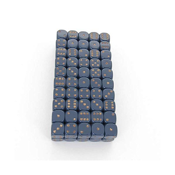 Dusty Blue Opaque Dice with Copper Pips D6 12mm (1/2in) Bulk Pack of 100 Wondertrail
