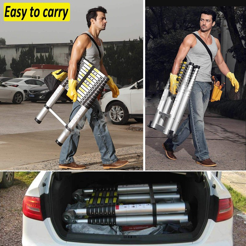 ZhanGe 5m (16.5Ft) Foldable Telescoping Extension Style Ladder Folding Design,Aluminum