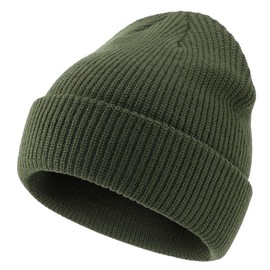 Connectyle Classic Men's Warm Winter Hats Acrylic Knit Cuff Beanie Cap Daily Beanie Hat, Army Green, One Size