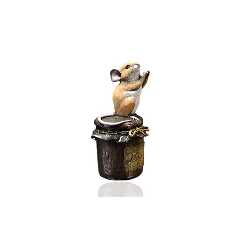 Cold Cast Bronze Mouse on Jam Jar - Michael Simpson
