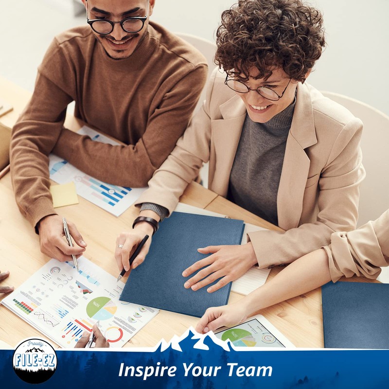 FILE-EZ Two-Pocket Folders, Dark Blue, 125-Pack, Textured Paper, Letter Size