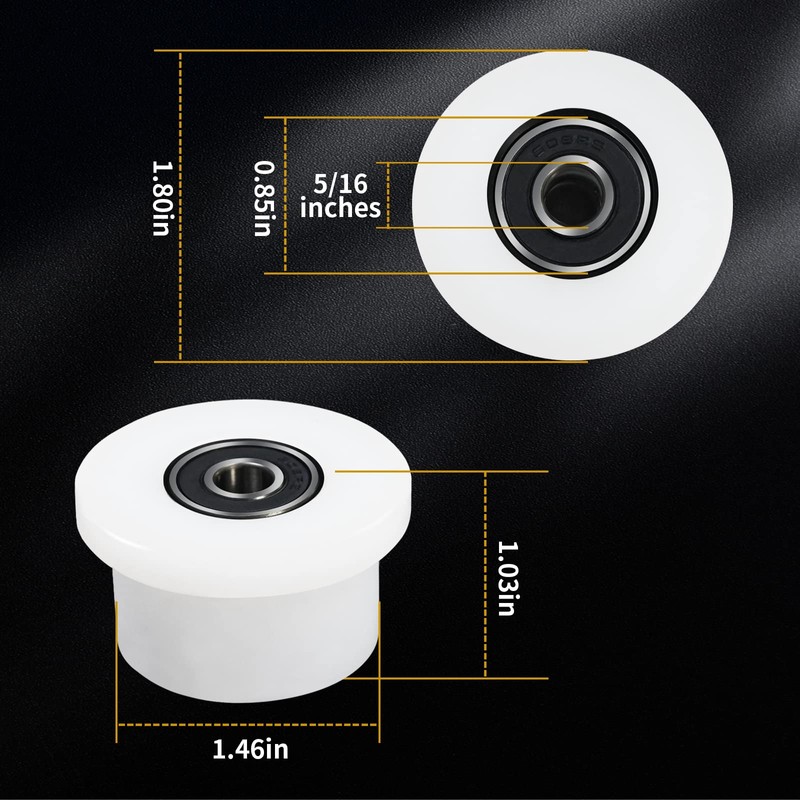 Qty.4 Machined Wheels/Rollers Compatible Total Gym Replacement, Fits Models 1000,1100,1400,1500,1600,1700,1800,1900,Achiever,Force,Gold,Max,Platinum,Platinum