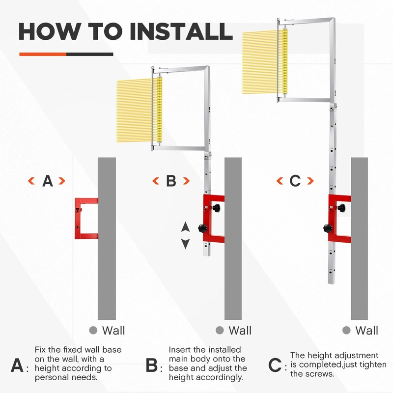 Saysurey Wall Mounted Vertical Jump Measurement Tool, 2.29-3.92ft Adjustable Height