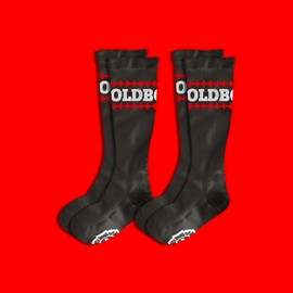 Old Bones Compression Socks: LETTERS - Athletic Socks for Men & Women - 15-20 mmHg (Black, 3 Pairs)