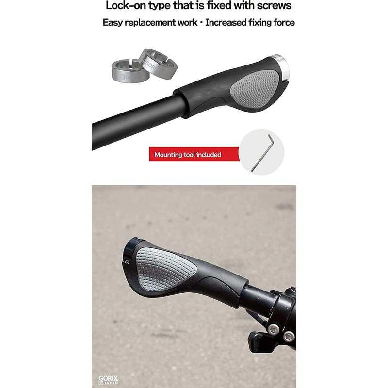 GORIX Bike Ergo Grips Bar End Cycle Lock On Handlebar