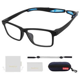 anteojos deportivas de fútbol y fútbol, con correa ajustable, varillas intercambiables para hombres y jóvenes (GWM681, negro azul)