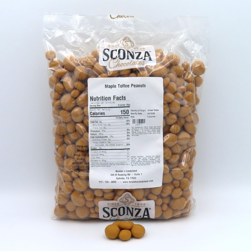 Beulah's Maple Toffee Peanuts, 5 Pound Package, 600 Pieces of