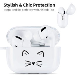 AKABEILA Case for Airpods Pro 2, Soft TPU Clear Protective Case, Shockproof Airpods Pro 2 2022 Case with Pattern Carabiner Airpods Pro 2nd Generation Charging Case