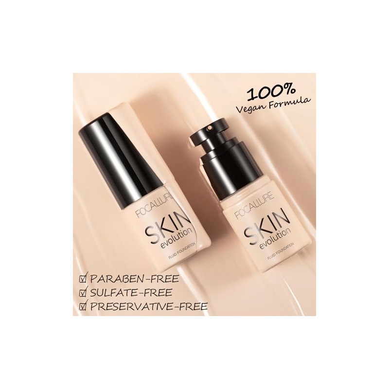 FOCALLURE- 2 piezas de base líquida, base Skin Evolution +
