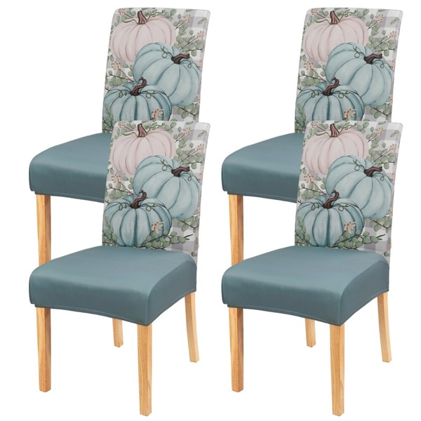 Nmxomug Fall Chair Covers Set of 4,Autumn Pumpkin Dining Slipcovers,Thanksgiving