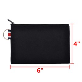 Muka 6 Pack 12oz Black Cotton Canvas Bags, 6 x 4 Inches Cosmetic Bags with Key Ring