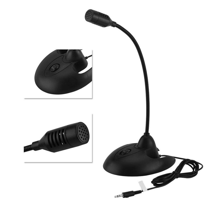 Diyeeni Flexible Dekstop Microphone, Stand Microphone 3.5 mm PC Table