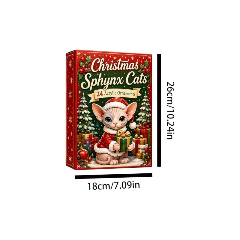Christmas Advent Calendars 2026, 2D Cute Cat Acrylic Ornaments