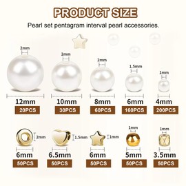 HIOQFR 720 Pieces White Beads for Threading Kit DIY Bracelet Set DIY Jewellery Making Beads Set Bracelets Spacer Beads Golden Bead Chain Set for DIY Craft Bead Jewellery