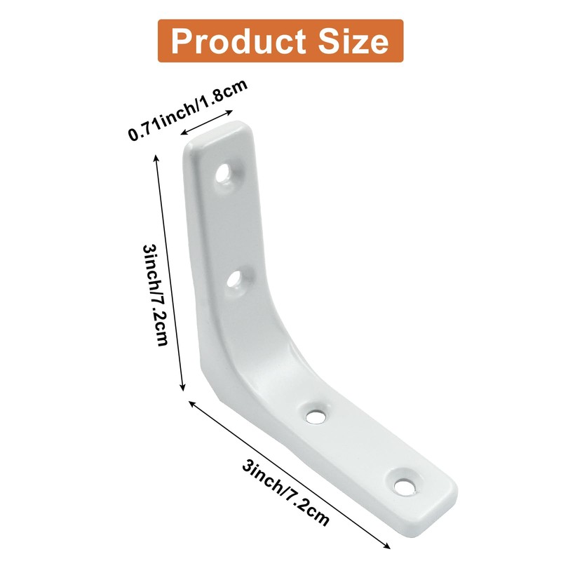 Kemcatui 3x3 Inch L Bracket Heavy Duty, 4Pcs Metal Shelf
