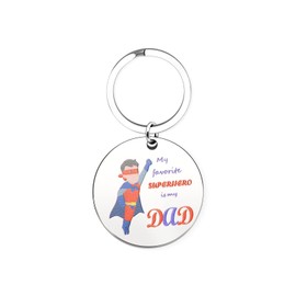 BOCHOI Dad Keychain Gift from Daughter Son, Birthday Gift for Step Dad, Stainless Steel, My Favorite Superhero is My Dad Jewelry