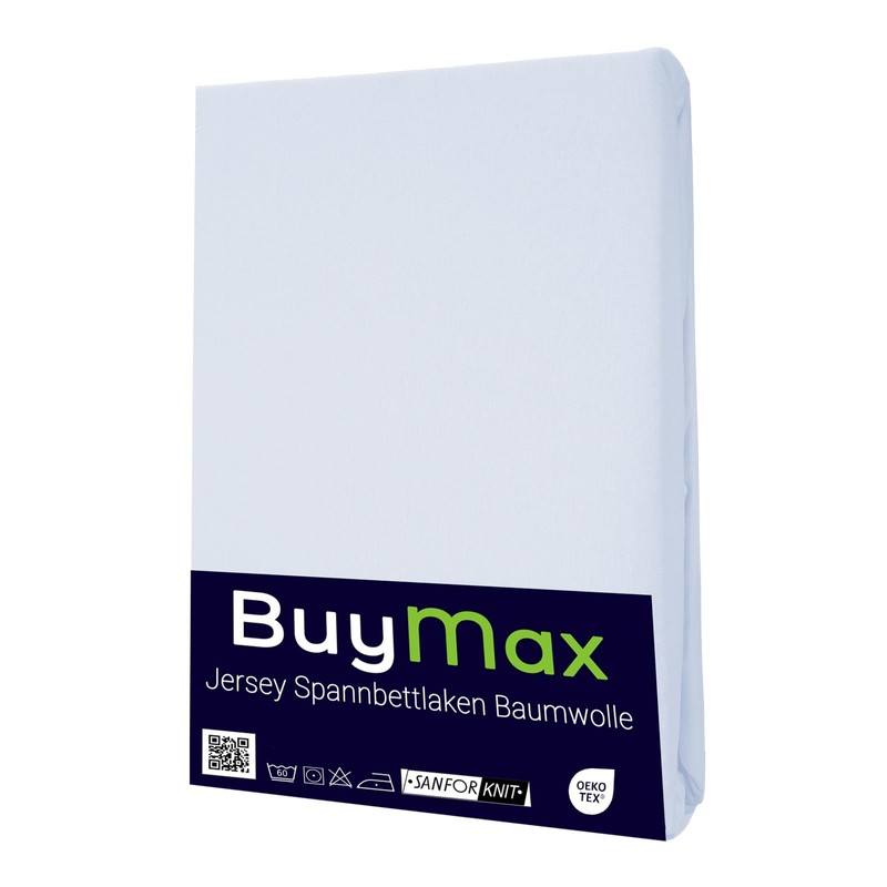 Buymax Jersey Fitted Sheet, 100% Cotton, Base Height, High Base,