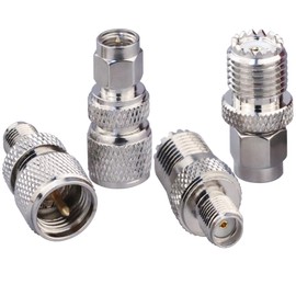 TUOLNK 4 Types Set SMA Male to Mini UHF Male Adapter Mini UHF to SMA RF Coax Adapter Kit for Wireless Antenna/RF Coax Cable Antenna Coaxial Connector