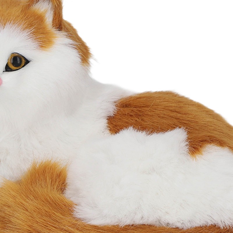 Simulation Furry Cat Figurine Home Cute Funny Synthetic Fur Cat