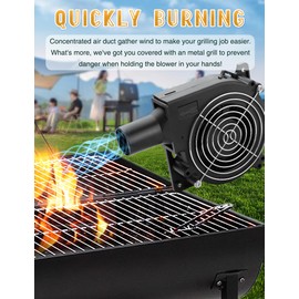 AmRunJe 120mm BBQ 12V Blower Fan with 110v-240v AC Plug Variable Speed Controller, Squirrel cage blower fan for Wood Stove, Outdoor Camping Charcoal Starter, Drum Smokers, Replacement Inflatables