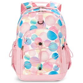 Choco Mocha Pink Backpack for Teen Girls, Travel School Backpack for Girls Middle School Large Bookbag 18 Inch, Polka Dot