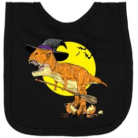 inktastic Roaring Tyrannosaurus Rex Witch on Halloween Newborn Bib Black 3832b