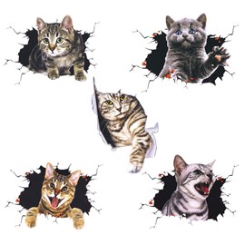ELANE Car Sticker Set Includes 5 3D Simulation Cute Cat Scratches to Cover The Body Sticker