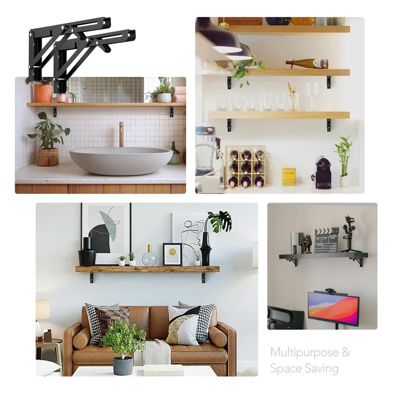 JOY DECOR 10 Inch Heavy Duty Folding Shelf Brackets, 4