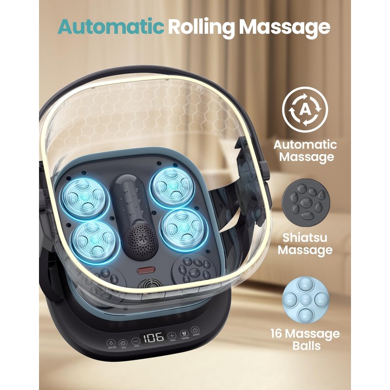 Puboo Collapsible Foot Spa with Heat and Remote – Electric