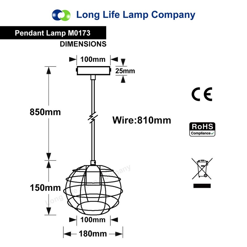 Wire Cage Globe Pendant Light Black Metal Loft Industrial Ceiling