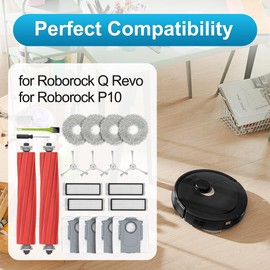 DrRobor DrRobor Zubeh?rset f1r Roborock Qrevo Saugroboter, Ersatzteile Kit mit 2 Hauptb1rste, 4 Wischpads, 4 Staubbeutel, 4 Hepa Filter, 4 Seitenb1rsten
