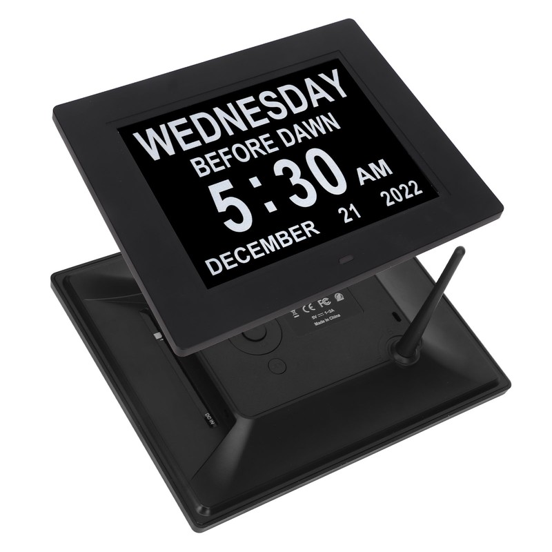 8inch Digital Day Calendar Clock Alarm Reminders 8 Languages Large