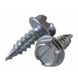 Asmc Industrial 100 PCS 10-12X1/2 Hex Washer Self Tapping Screw Type A Serrated Full Zinc Bake