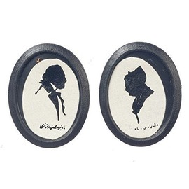 Melody Jane Dollhouse Victorian Silhouette Pictures in Black Oval Frame