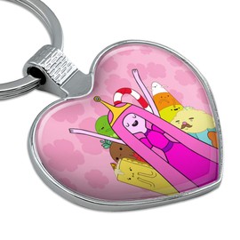 Adventure Time Princess Bubblegum Keychain Heart Love Metal Key Chain Ring