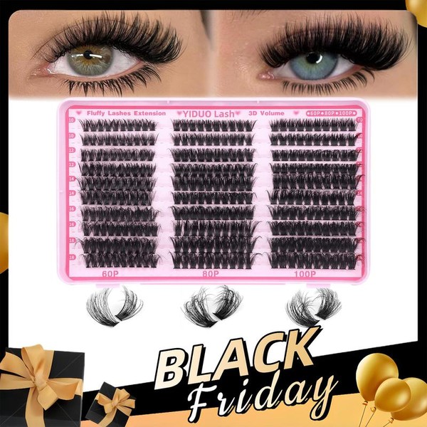 Fluffy False Eyelashes, 300pcs/box Individual Lashes Cluster, Natural Look Eyelash