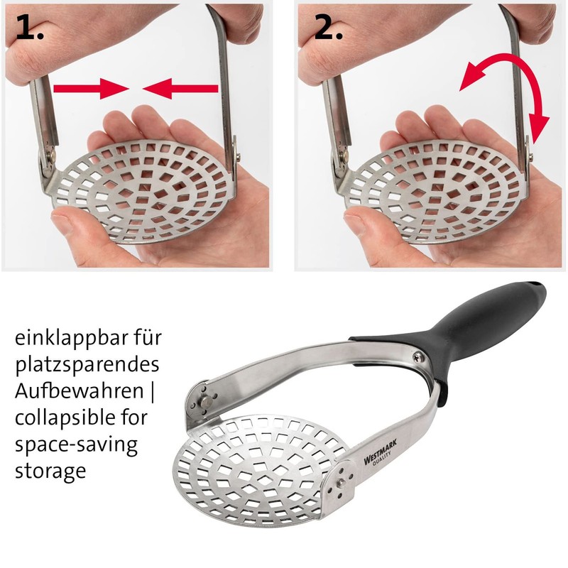 Westmark 61282270 Potato Masher, Foldable for Space-Saving Storage, Stainless Steel/Plastic,