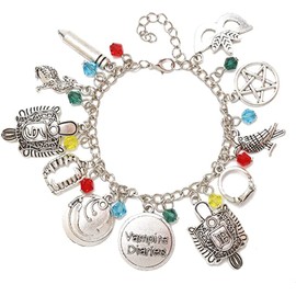 XHBTS 5 Set Replace The Vampir Daywalking Katherine Sapphire Crystal Pendant Necklaces Elena Verbena Opening Charm Necklace Bracelet Movie Jewelry Set Cosplay For Fans