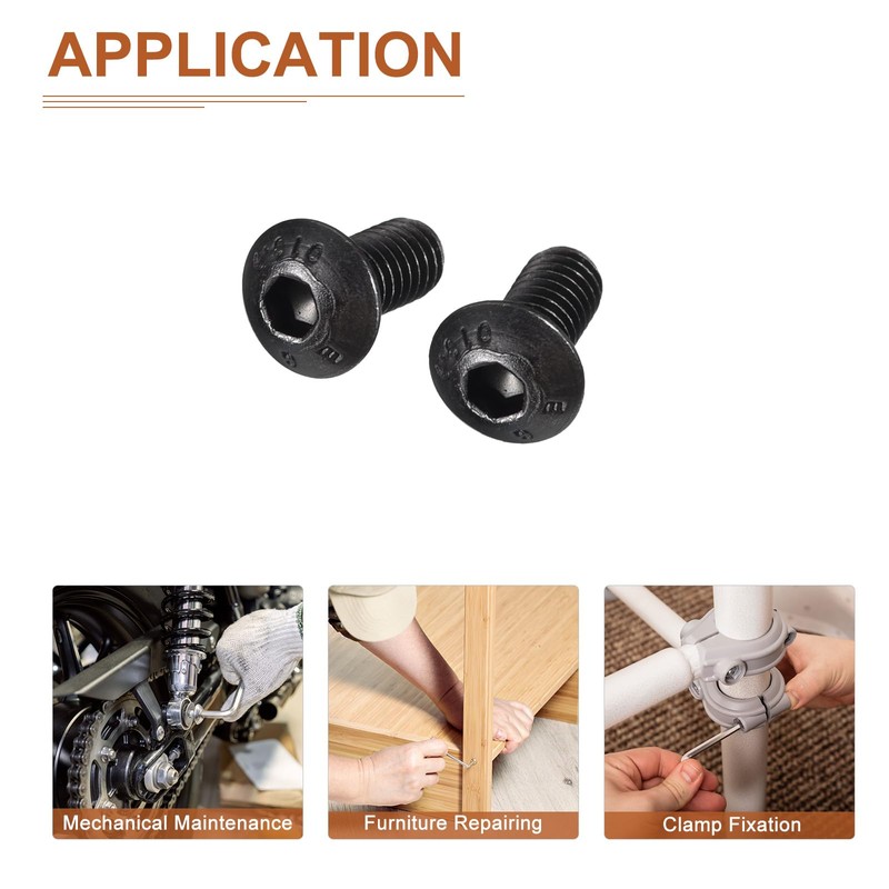 DTGN 50pcs M4-0.7x8mm Button Head Socket Cap Screw Machine Carbon