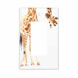 Moslion Giraffe 1-Gang Rocker Switch Covers Wild Animal Brown Wall Plate Outlet Cover Unbreakable Plug Covers Device Mount for Men Women