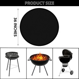 Fire Pit Mat for Under fire Pit, 36” Round 5 Layers, Grill Mats for Outdoor Grill Deck Protector, Under Grill Mat, BBQ Mat, Lawn, Patio BBQ Smoker, Portable Reusable and Waterproof, Black