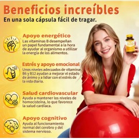 Gwynne Complejo Vitamina Receta B12 Colina Magnesio Inositol Apoyo Energía Cerebral Cardíaco Cápsulas