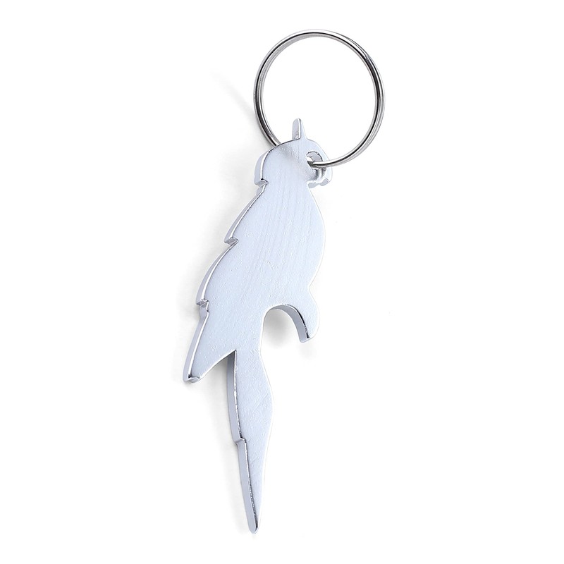 Komonee Parrot Silver Bottle Opener Key Chain Metal Wildlife Bird