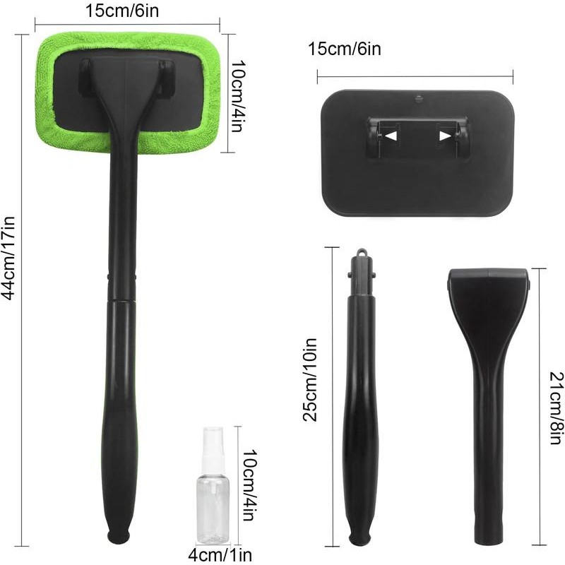 Car Windshield Cleaning Tool – Extendable Handle with 4 Washable