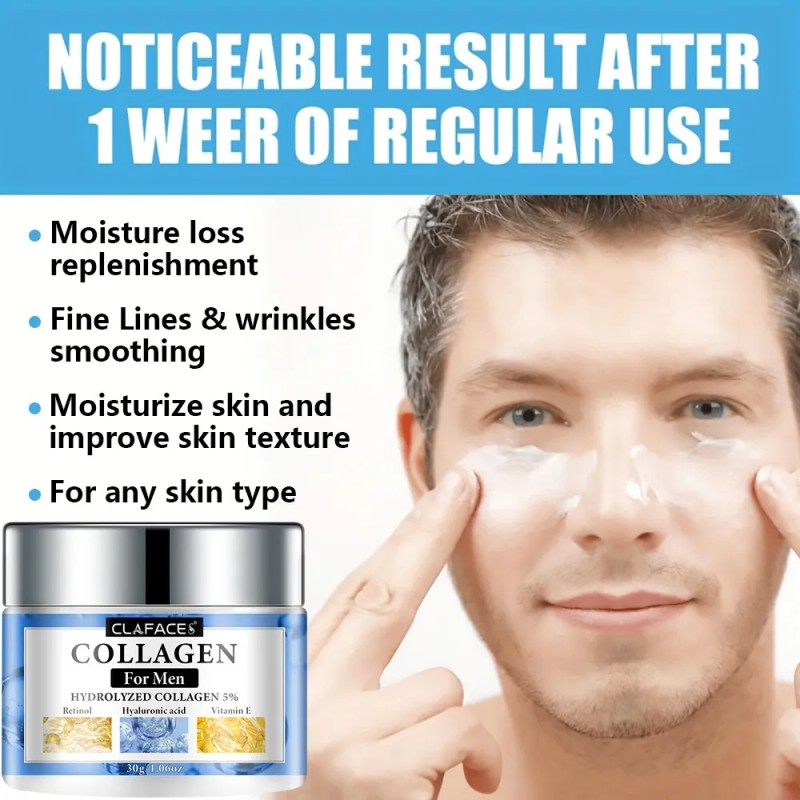 Crema Colágeno Para Hombre Retinol,vitaminae,hialurónico60gr Mixta Día/noche