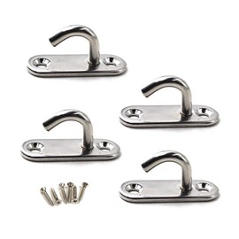 Flomore M8 Eye Plate 304 Stainless Steel Hook Wall Mounted Hook Pack of 4 (Screws Included)