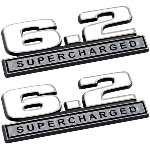 6.2 Liter Supercharged Emblems in White and Chrome - Pair